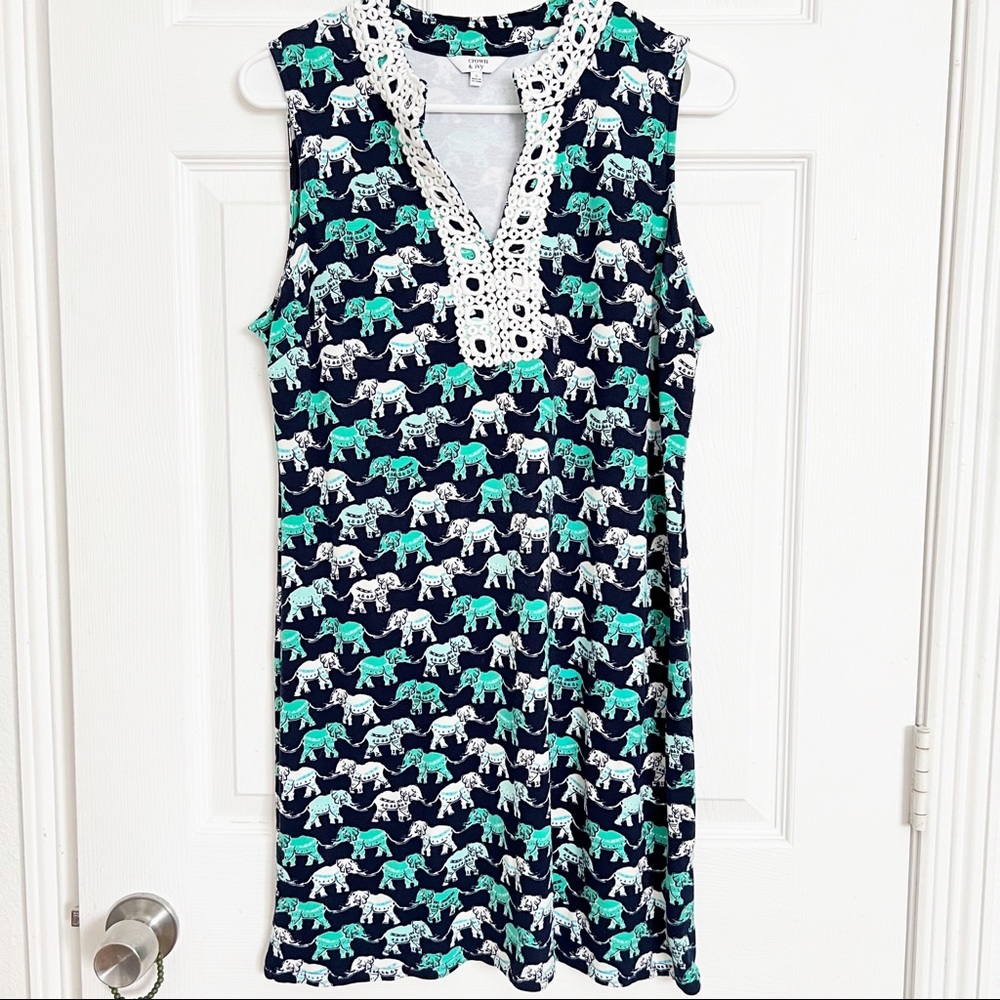 Crown & Ivy | Sleeveless Elephant Print Dress